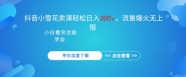 抖音硬核小雪花卖课，单日轻松3张，可多号操作-小何资源库