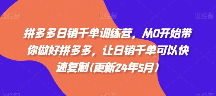 拼多多日销千单训练营，从0开始带你做好拼多多，让日销千单可以快速复制(更新24年10月)-小何资源库