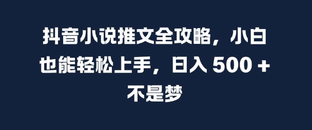 抖音小说推文全攻略，小白也能轻松上手，日入 5张+ 不是梦【揭秘】-小何资源库