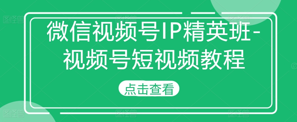 微信视频号IP精英班-视频号短视频教程-小何资源库