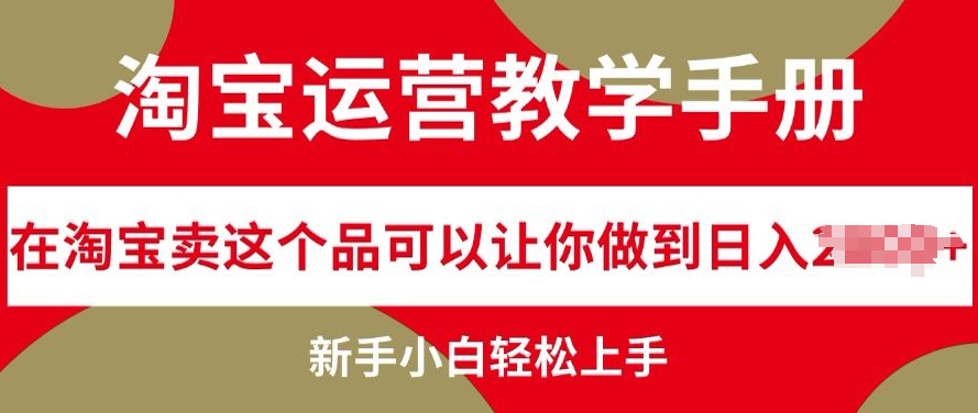 淘宝运营教学手册在淘宝卖这个品可以让你做到日入几张，新手小白轻松上手-小何资源库