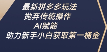 最新拼多多玩法，抛弃传统操作，AI赋能，助力新手小白获取第一桶金-小何资源库