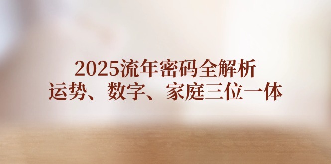 （14466期）2025流年密码全解析，运势、数字、家庭三位一体-小何资源库