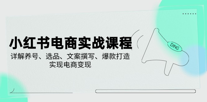 （14549期）小红书电商实战课程，详解养号、选品、文案撰写、爆款打造，实现电商变现-小何资源库