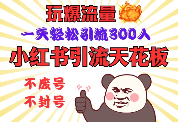小红书引流天花板，玩爆流量，一天轻松引流300人，安全操作-小何资源库