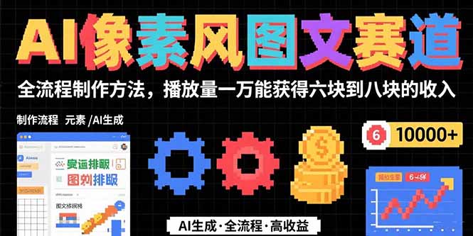 （15572期）AI像素风图文赛道：全流程制作方法，播放量一万能获得6块到8块的收入-小何资源库