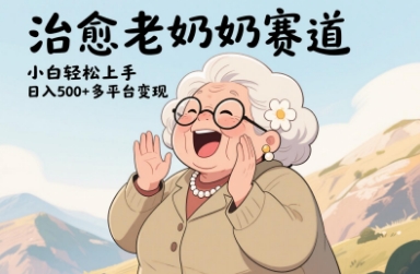视频号治愈老奶奶赛道，小白轻松上手，日入多张，多平台变现-小何资源库