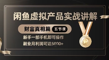 精品！闲鱼虚拟产品实战讲解，新手一部手机即可操作，副业月利润可达5k+-小何资源库
