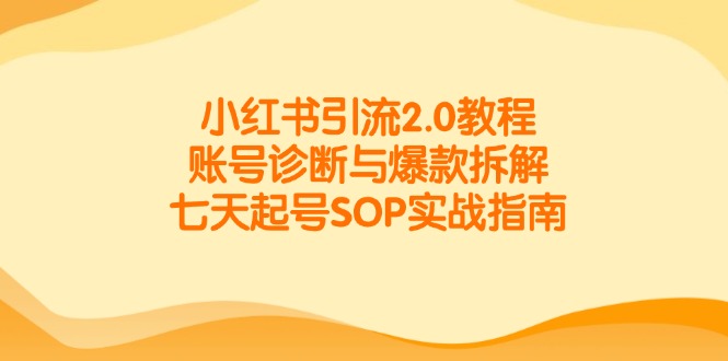 （14981期）小红书引流2.0教程，账号诊断与爆款拆解，七天起号SOP实战指南-小何资源库