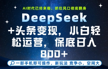 DeepSeek+头条变现，保姆级教学，小白轻松上手，日入8张+【揭秘】-小何资源库