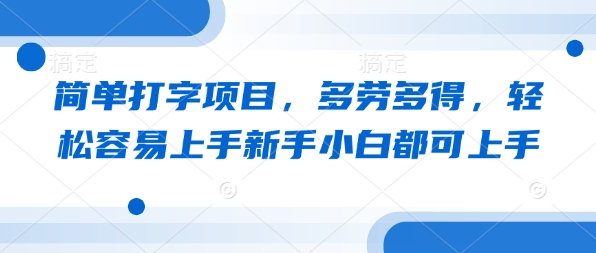 简单打字项目，多劳多得，轻松容易上手新手小白都可上手-小何资源库