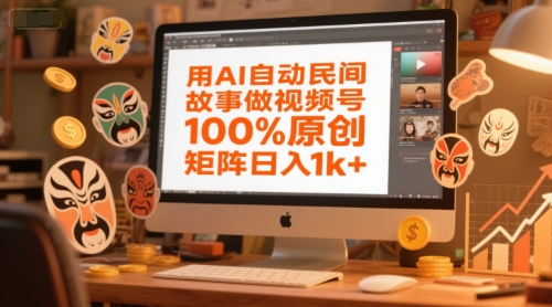 用AI自动民间故事做视频号，100%原创，矩阵日入1k+-小何资源库