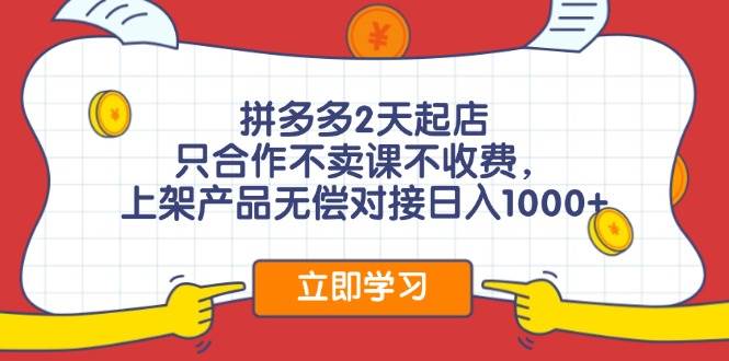 拼多多0成本开店，只合作不卖课不收费，0成本尝试，日赚千元+-小何资源库