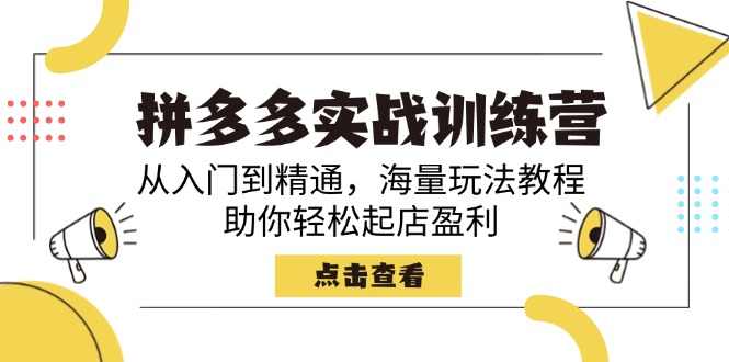 （14392期）拼多多实战训练营，从入门到精通，海量玩法教程，助你轻松起店盈利-小何资源库