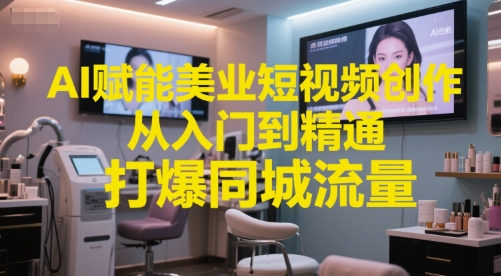 AI赋能美业短视频创作，从入门到精通，打爆同城流量，超级AI工具短视频实操落地-小何资源库