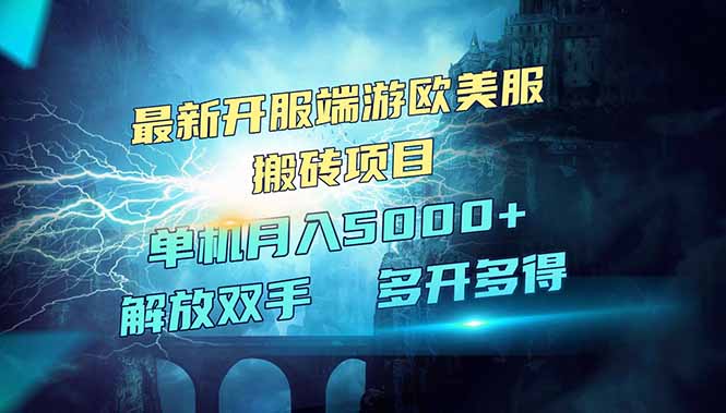 （14516期）全网热门游戏欧美服端游搬砖，最新开服，项目红利期，单机月入5000+-小何资源库