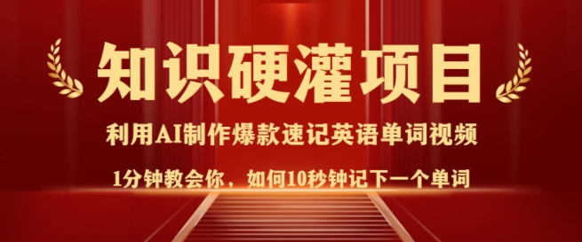 知识硬灌，10秒钟让你记住一个单词，3分钟一个视频，日入多张不是梦-小何资源库