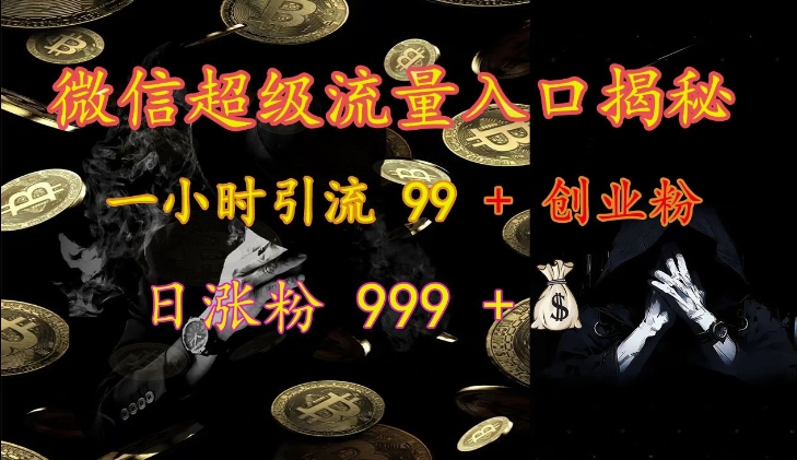 微信超级流量入口揭秘：一小时引流 99 + 创业粉，日涨粉 999 +-小何资源库