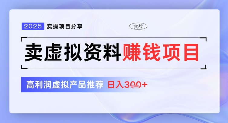 2025实操项目分享，卖虚拟资料挣钱项目，高利润虚拟产品推荐，日入3张-小何资源库