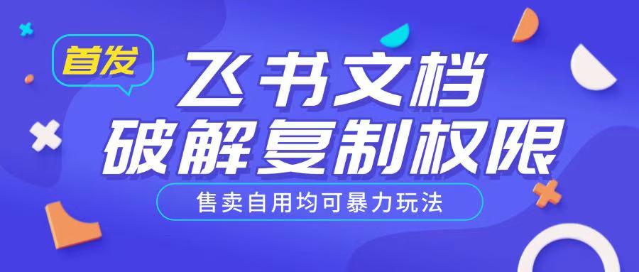 首发飞书文档破解复制权限，售卖自用均可暴力玩法-小何资源库