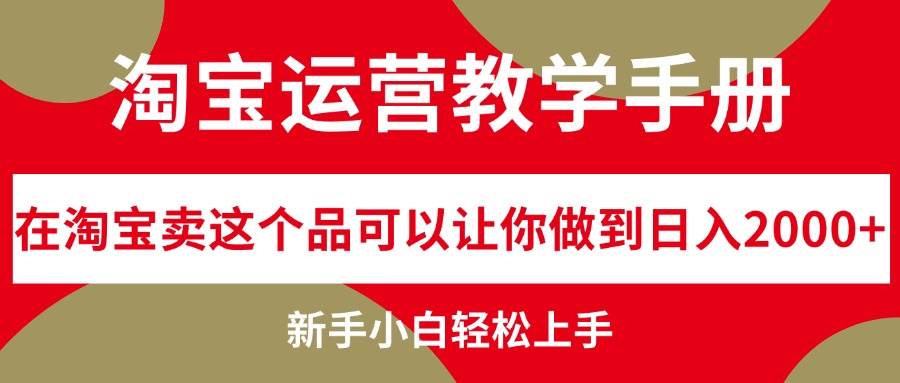 淘宝运营教学手册，在淘宝卖这个品可以让你做到日入2000+，新手小白轻…-小何资源库