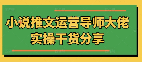 小说推文运营导师大佬实操干货分享-小何资源库