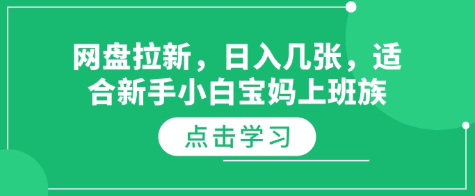 网盘拉新，日入几张，适合新手小白宝妈上班族-小何资源库
