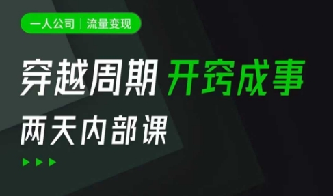 一人公司：流量变现课，一人公司的方法模型拆解， 拆解富人思维，流量思维，小老板思维等-小何资源库