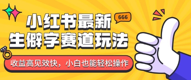 小红书最新生僻字赛道玩法，收益高见效快，小白也能轻松操作-小何资源库