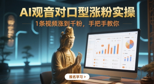 AI观音对口型涨粉实操，1条视频涨到千粉，手把手教你-小何资源库