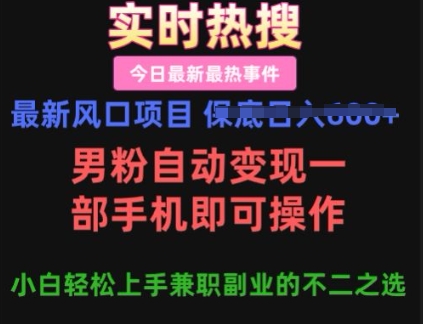 最新风口项目，男粉自动变现，一部手机即可操作，小白轻松上手，兼职副业的不二之选【揭秘】-小何资源库