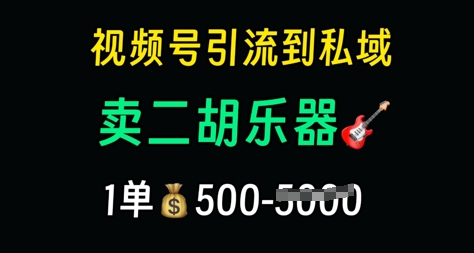 视频号引流到私域卖二胡乐器，1单利润5张，长期稳定项目-小何资源库