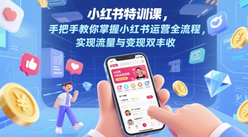 小红书特训课，手把手教你掌握小红书运营全流程，实现流量与变现双丰收-小何资源库