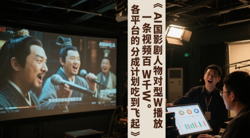 AI三国影视剧人物对口型唱歌玩法，一条视频百W千W播放，各平台的分成计划吃到飞起-小何资源库