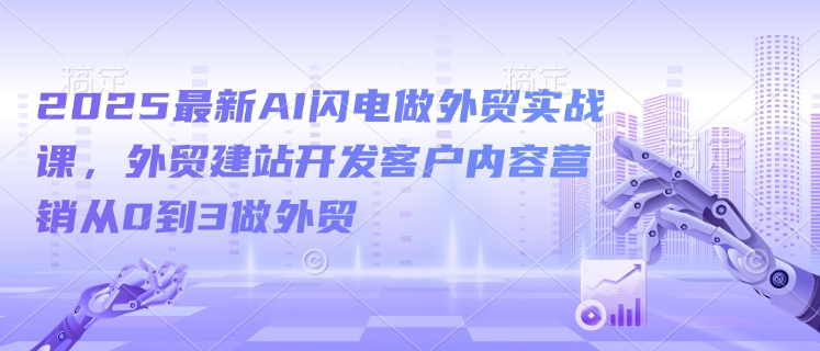 2025最新AI闪电做外贸实战课，外贸建站开发客户内容营销从0到3做外贸-小何资源库