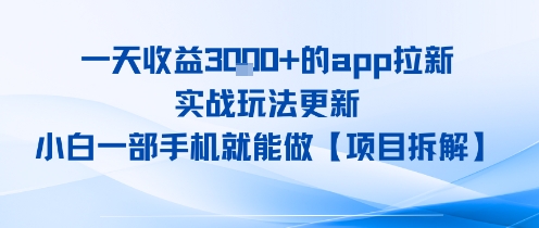 一天收益1k+的app拉新，实战玩法更新，小白一部手机就能做【项目拆解】-小何资源库