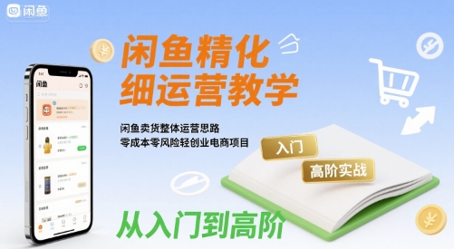 闲鱼精细化运营入门+高阶实战教学，闲鱼卖货整体运营思路，零成本零风险轻创业电商项目-小何资源库
