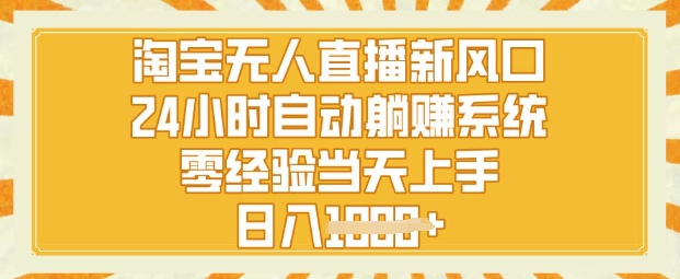 淘宝无人直播新风口，24小时自动系统，零经验当天上手，日入1k+-小何资源库