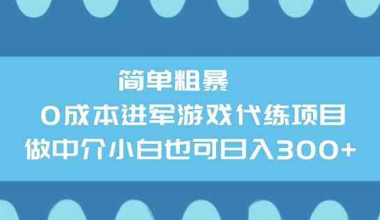 简单粗暴0成本进军游戏代练项目，做中介小白也可日入3张-小何资源库