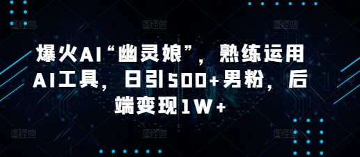 爆火AI“幽灵娘”，熟练运用AI工具，日引500+男粉，后端变现1W+【揭秘】-小何资源库