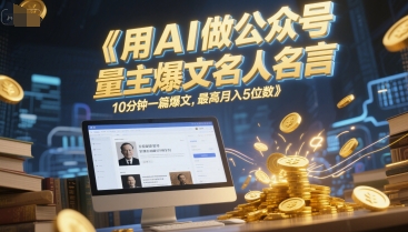用AI做公众号流量主爆文名人名言，10分钟一篇爆文，最高月入5位数-小何资源库