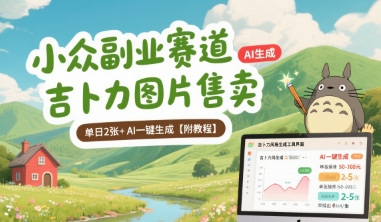 小众副业赛道 吉卜力图片售卖 单日2张+ AI一键生成【附教程】-小何资源库