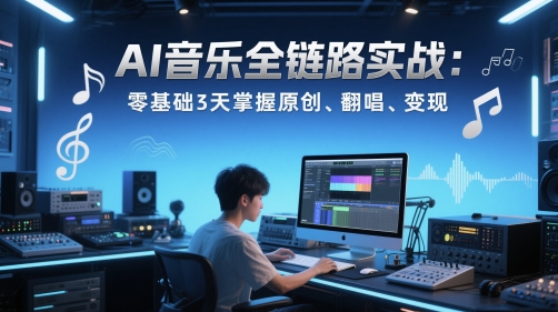 AI音乐全链路实战变现课：零基础3天掌握原创、翻唱、变现-小何资源库