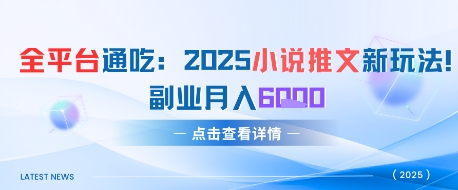 全平台通吃：2025小说推文新玩法，副业月入6k-小何资源库