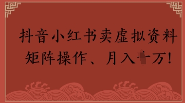 抖音小红书卖虚拟教辅、公务员资料，矩阵操作，月入1W+-小何资源库