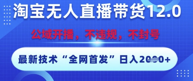 淘宝无人直播带货12.0，最新技术，不封号，不违规，操作简单，开播爆单，日入多张【揭秘】-小何资源库