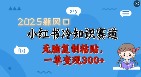 2025新风口，小红书冷知识赛道，无脑复制粘贴，一单变现300+-小何资源库