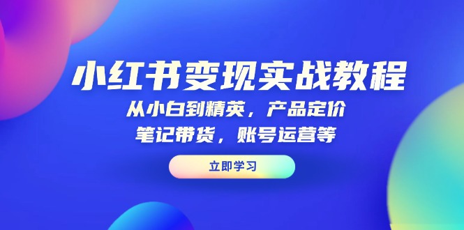 （13923期）小红书变现实战教程：从小白到精英，产品定价，笔记带货，账号运营等-小何资源库