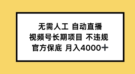无需人工自动直播，视频号长期项目不违规，官方保底月入4000左右-小何资源库