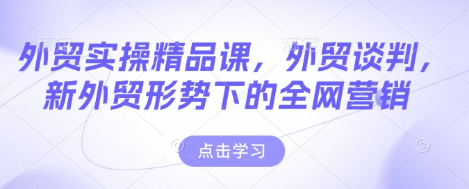 外贸实操精品课，外贸谈判，新外贸形势下的全网营销-小何资源库